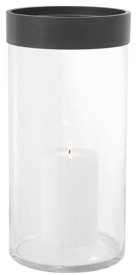 Casa Padrino Kerzenleuchter Luxus Kerzenleuchter Bronze Ø 20,5 x H. 41,5 cm - Runder Glas Kerzenleuchter mit Aluminium Ring - Luxus Qualität von Casa Padrino