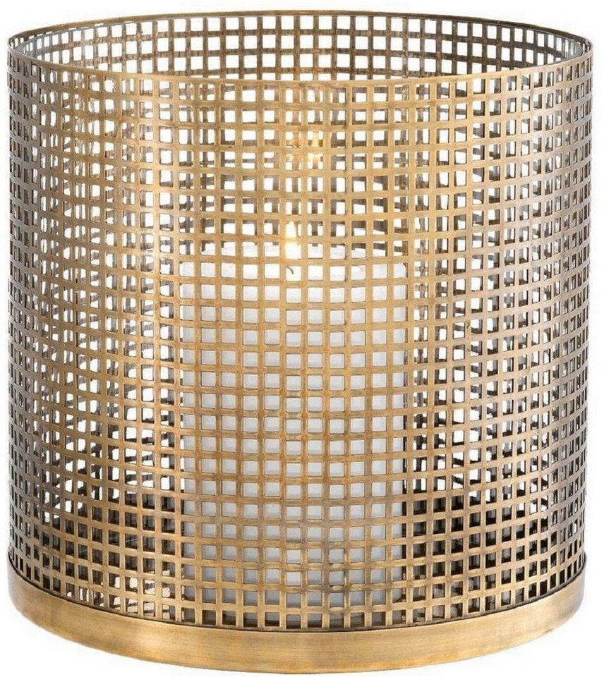 Casa Padrino Kerzenleuchter Luxus Kerzenleuchter Vintage Messingfarben Ø 25,5 x H. 25 cm - Runder Kerzenleuchter aus Edelstahl und Glas - Luxus Deko Accessoires von Casa Padrino