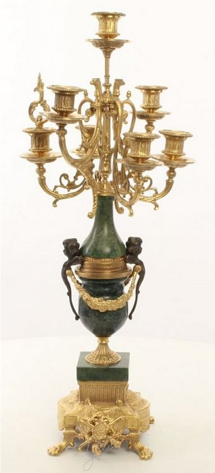Casa Padrino Kerzenständer Barock Kerzenständer Set Gold / Grün 22 x 26 x H. 62,4 cm - Barockstil Möbel von Casa Padrino