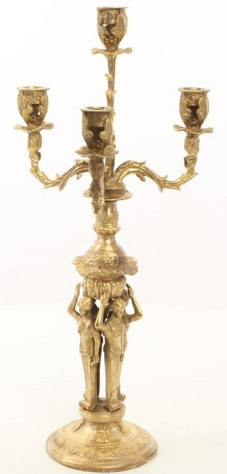 Casa Padrino Kerzenständer Barock Kerzenständer Set Gold 16 x 16 x H. 42 cm - Barockstil Kerzenhalter aus vergoldeter Bronze von Casa Padrino