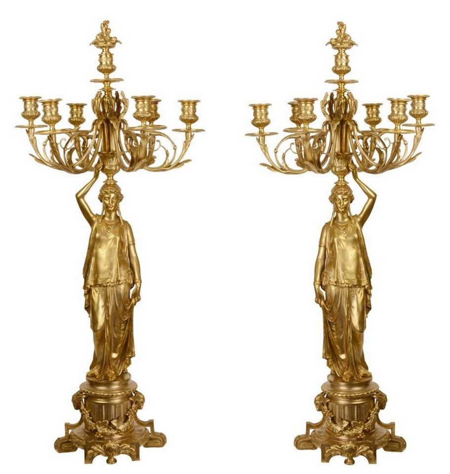 Casa Padrino Kerzenständer Barock Kerzenständer Set Gold 37,5 x 32,5 x H. 86 cm - Edel & Prunkvoll von Casa Padrino
