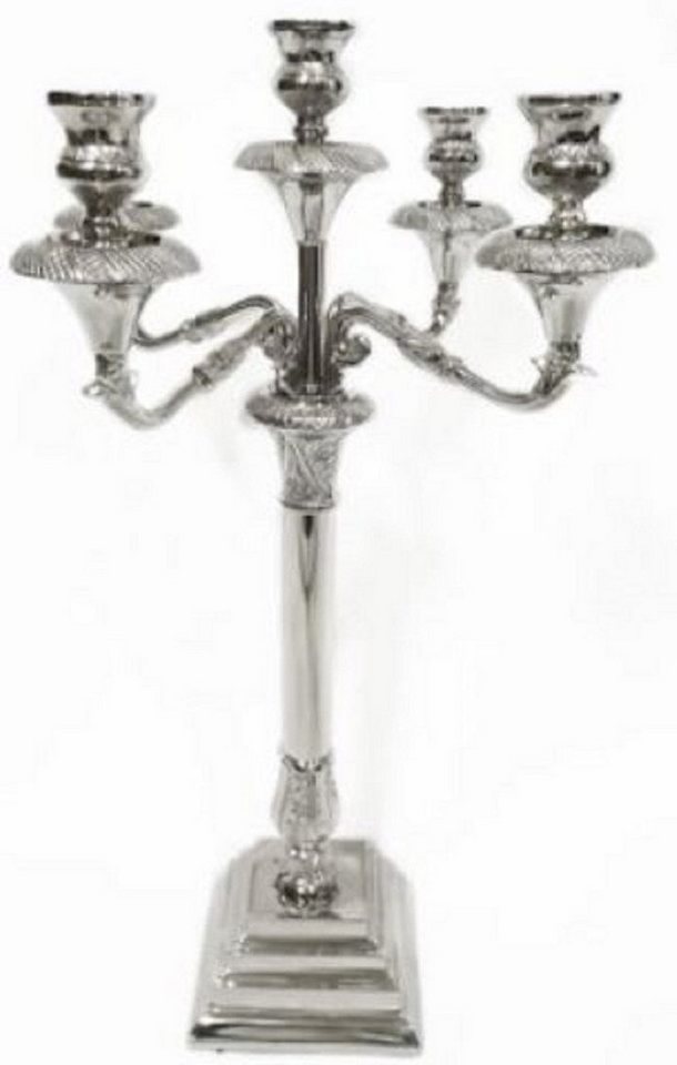 Casa Padrino Kerzenständer Barock Kerzenständer Silber 45 x 45 x H. 69 cm - Wunderschöner 5-flammiger verchromter Edelstahl Kerzenhalter im Barockstil von Casa Padrino