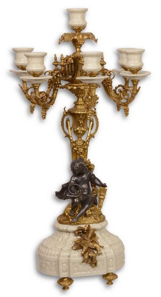 Casa Padrino Kerzenständer Barock Kerzenständer Weiß / Gold 29,5 x 26,5 x H. 59,4 cm - Edel & Prunkvoll von Casa Padrino