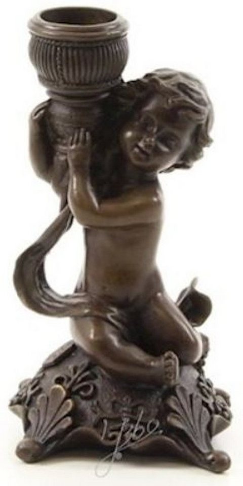 Casa Padrino Kerzenständer Jugendstil Bronze Kerzenständer 7,1 x 7,1 x H. 14,1 cm - Deko Kerzenhalter - Barock & Jugendstil Deko Accessoires von Casa Padrino