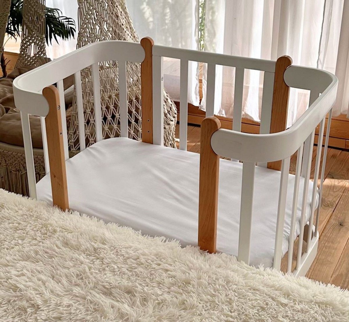 Casa Padrino Kinderbett Casa Padrino Luxus Massivholz Babybett Grau / Naturfarben 95 cm von Casa Padrino