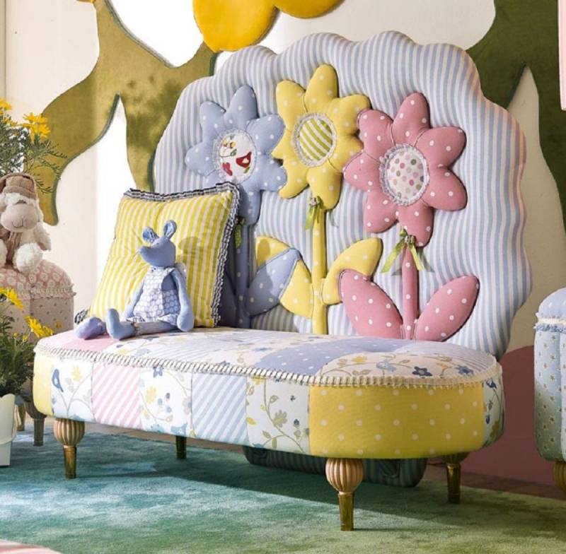 Casa Padrino Kindersofa Luxus Kindersofa Sonnenblumen Bunt - Kinderzimmer Sofa - Kinderzimmer Möbel - Erstklassische Qualität - Made in Italy von Casa Padrino