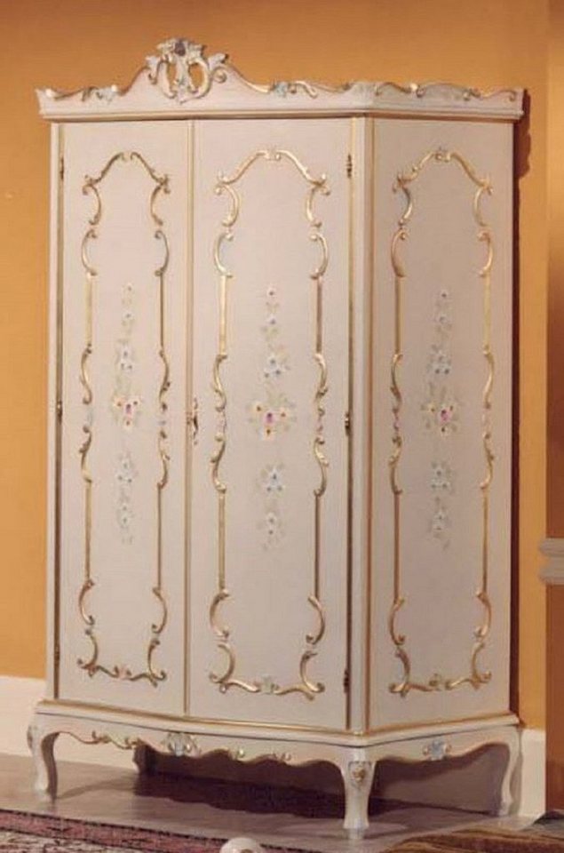 Casa Padrino Kleiderschrank Casa Padrino Luxus Barock Schlafzimmerschrank Elfenbein / Mehrfarbig / Gold - Prunkvoller Barock Kleiderschrank - Luxus Schlafzimmer Möbel im Barockstil - Luxus Qualität - Made in Italy von Casa Padrino