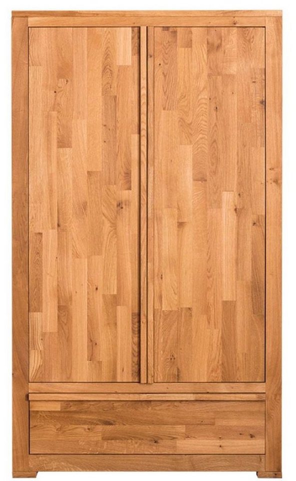 Casa Padrino Kleiderschrank Landhausstil Kleiderschrank Naturfarben 110 x 55 x H. 190 cm - Eichenholz Schlafzimmerschrank mit 2 Türen und Schublade von Casa Padrino