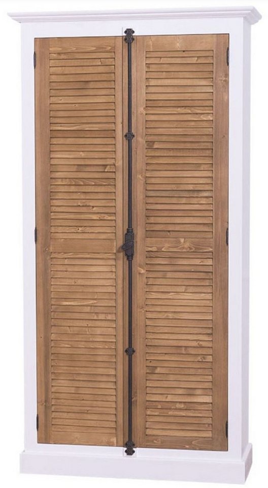 Casa Padrino Kleiderschrank Landhausstil Kleiderschrank Weiß / Braun 109 x 39 x H. 210 cm - Landhausstil Schlafzimmermöbel von Casa Padrino