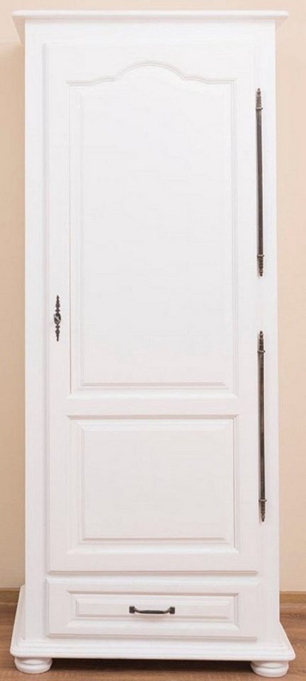 Casa Padrino Kleiderschrank Landhausstil Schlafzimmerschrank / Kleiderschrank mit Tür und Schublade Weiß 79,5 x 54 x H. 186 cm - Schlafzimmermöbel von Casa Padrino