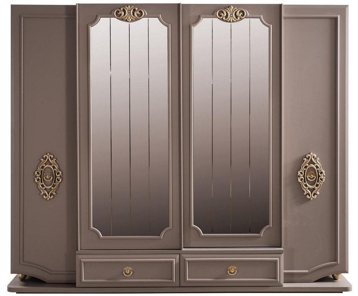 Casa Padrino Kleiderschrank Luxus Barock Schlafzimmerschrank Grau / Gold 267 x 73 x H. 223 cm - Edler Massivholz Kleiderschrank - Schlafzimmer Möbel im Barockstil - Luxus Qualität von Casa Padrino