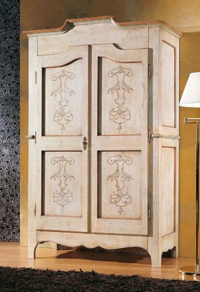 Casa Padrino Kleiderschrank Luxus Landhausstil Schlafzimmerschrank Cremefarben / Beige / Braun - Handgefertigter Kleiderschrank mit 2 Türen - Landhausstil Schlafzimmer Möbel - Luxus Qualität - Made in Italy von Casa Padrino