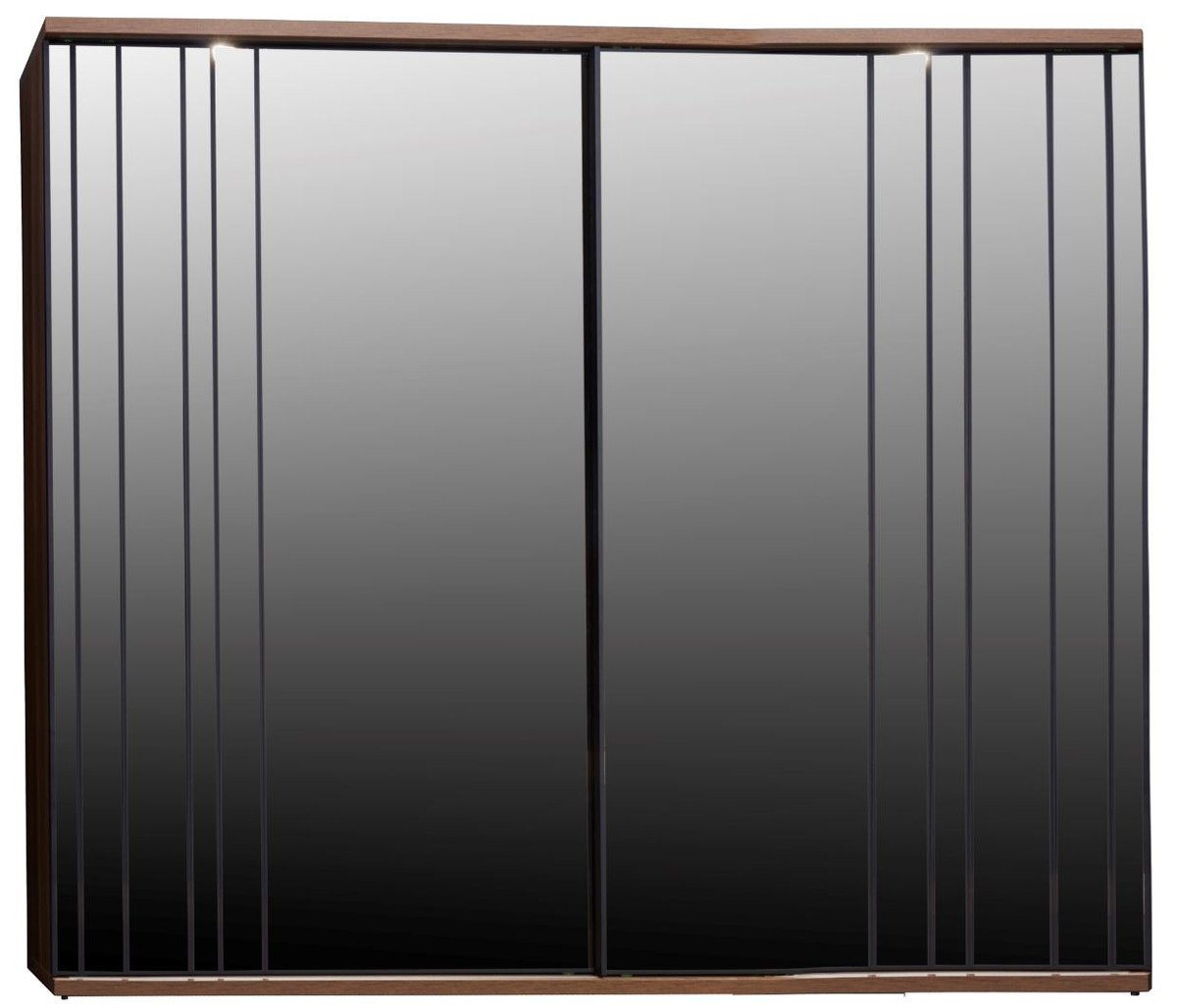 Casa Padrino Kleiderschrank Luxus Schlafzimmerschrank Braun 278 x 65 x H. 228 cm - Moderner Massivholz Kleiderschrank mit 2 verspiegelten Schiebetüren - Luxus Schlafzimmer Möbel von Casa Padrino