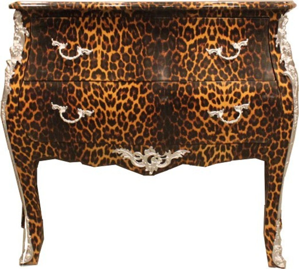 Casa Padrino Kommode Casa Padrino Barock Kommode Leopard mit silbernen Metall Applikationen von Casa Padrino