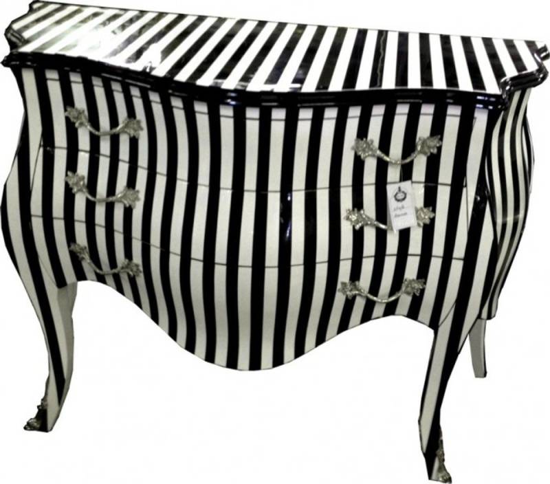 Casa Padrino Kommode Casa Padrino Barock Kommode Schwarz/Weiß Streifen 120cm von Casa Padrino