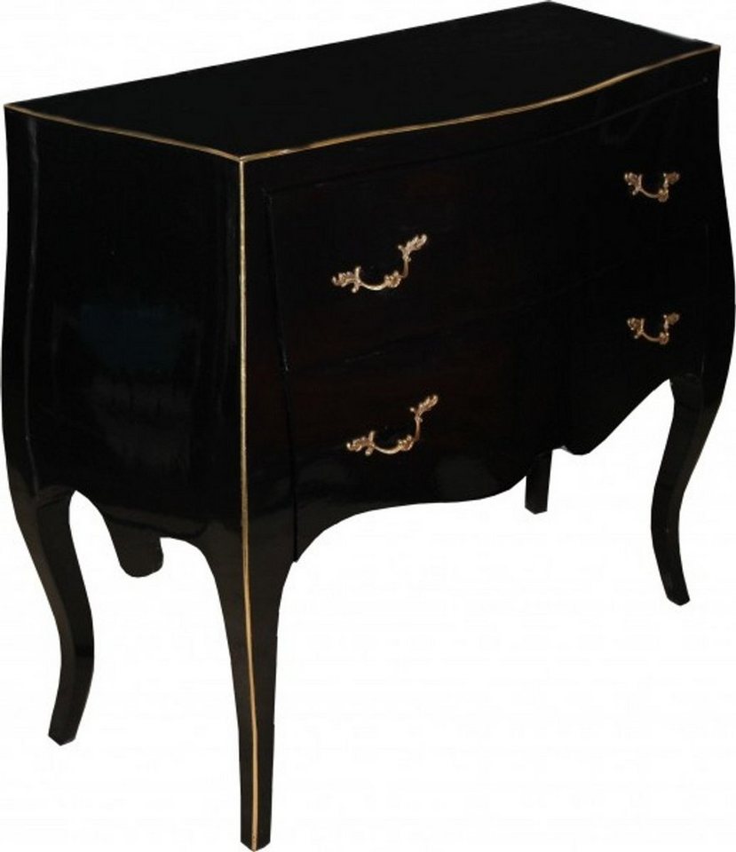 Casa Padrino Kommode Casa Padrino Barock Luxus Kommode Schwarz Gold B 85 cm, H 78 cm, T 37 cm - Barock Möbel von Casa Padrino