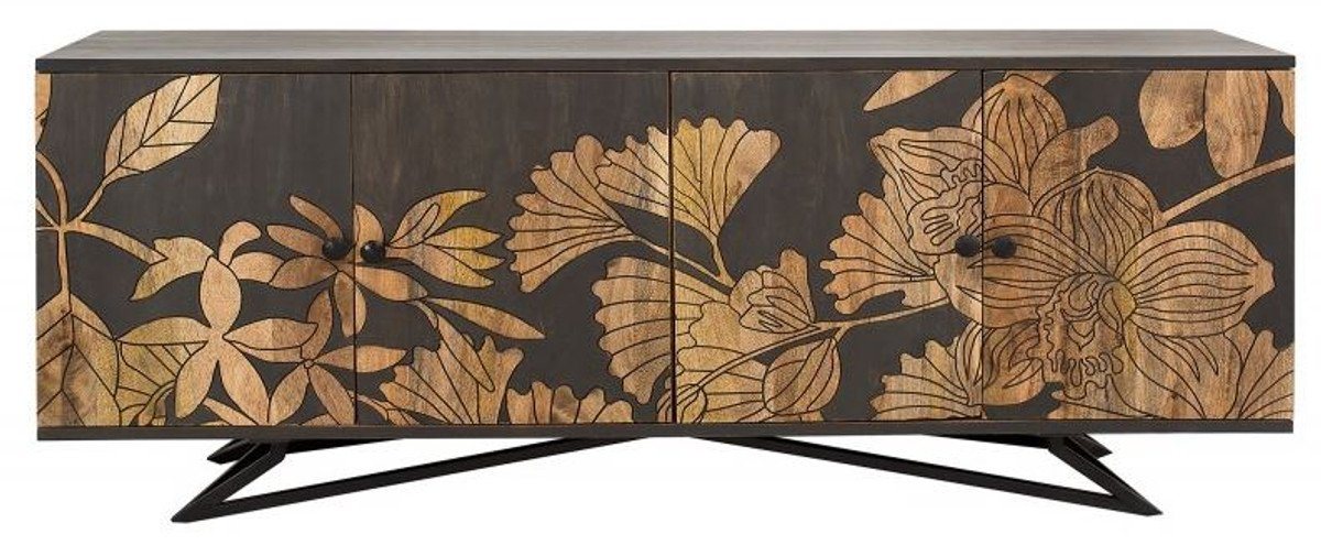 Casa Padrino Kommode Casa Padrino Designer Kommode Sideboard 175 x 45 x H.75cm Fernsehschrank Mod.2 - Handgefertigt aus massivem Mangoholz! von Casa Padrino