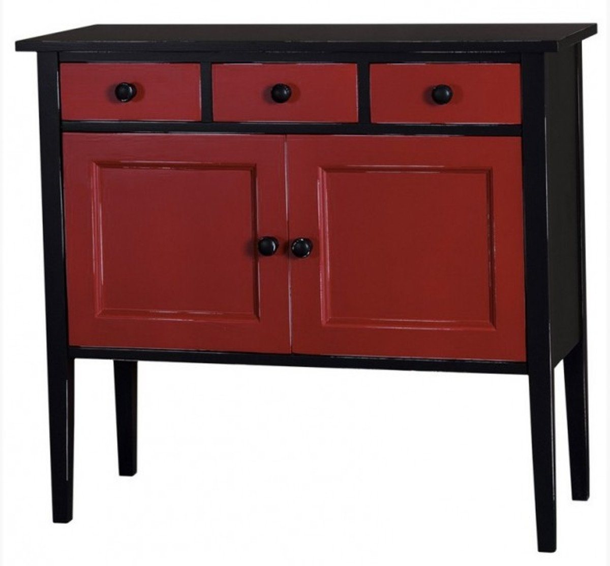 Casa Padrino Kommode Casa Padrino Jugendstil Kommode 100cm Schwarz / Rot - Landhaus Stil Sideboard Schrank von Casa Padrino