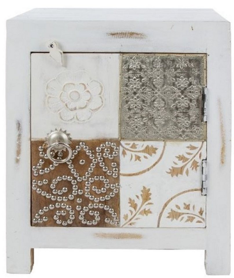 Casa Padrino Kommode Casa Padrino Landhausstil Shabby Chic Kommode mit Tür Antik Weiß / Mehrfarbig 40 x 32 x H. 50 cm - Landhausstil Möbel von Casa Padrino