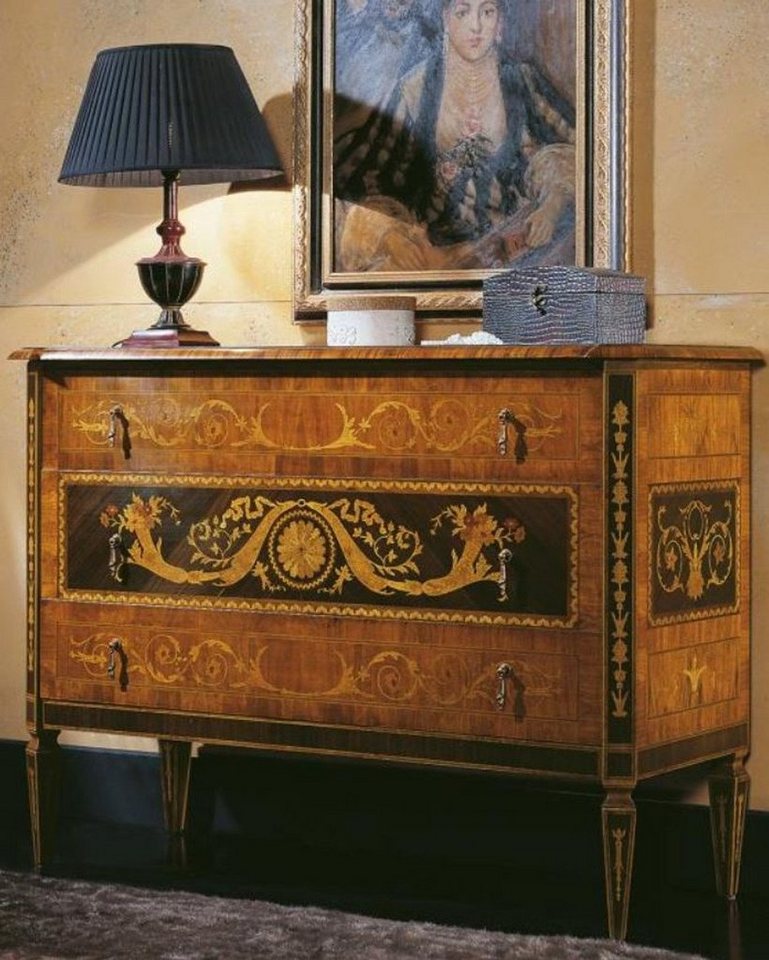 Casa Padrino Kommode Casa Padrino Luxus Barock Kommode mit 3 Schubladen Hellbraun / Schwarz / Gold 125 x 50 x H. 96 cm - Luxus Qualität - Edle Barock Wohnzimmer Möbel von Casa Padrino