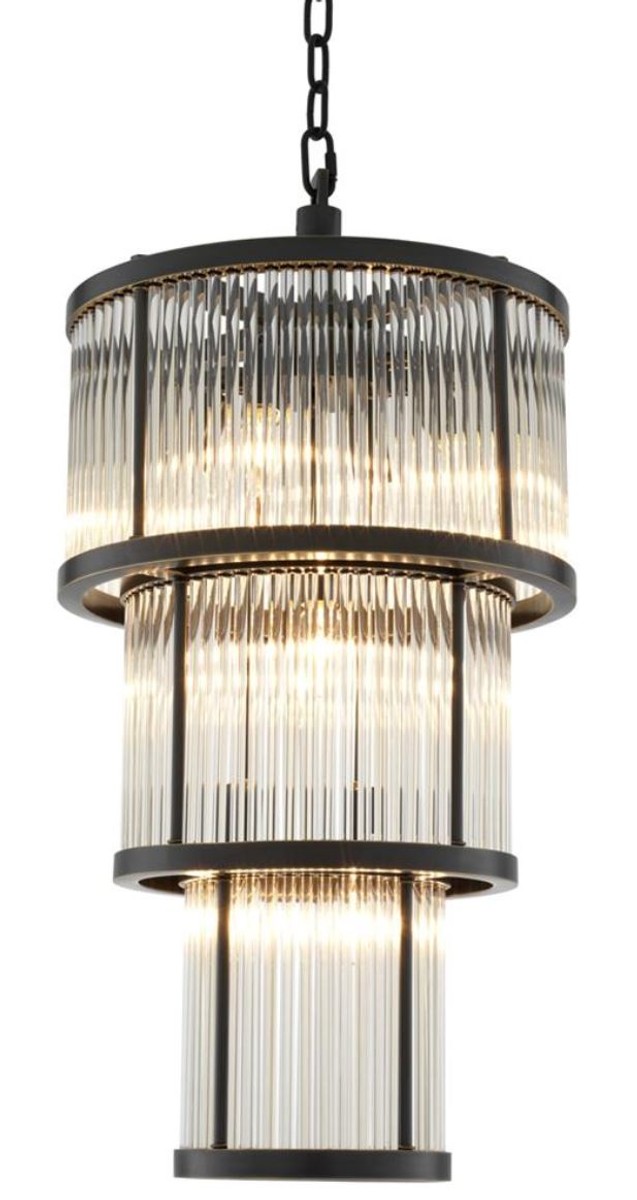 Casa Padrino Kronleuchter in bronze mit vintage Glas 38 x H. 76 cm - Luxus Wohnzimmermöbel Casa Padrino Kronleuchter in bronze mit vintage Glas 38 x H. 76 cm - Luxus Wohnzimmermöbel von Casa Padrino