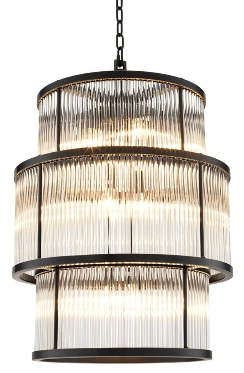 Casa Padrino Kronleuchter in bronze mit vintage Glas 55 x H. 78 cm - Luxus WohnzimmermÃ¶bel von Casa Padrino