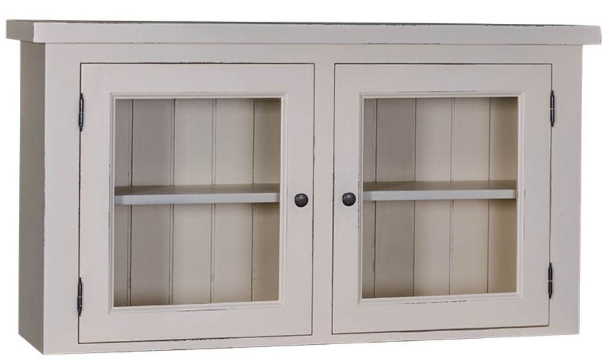 Casa Padrino Küchenbuffet Landhausstil Küchenhängeschrank Antik Hellgrau 120 x 31 x H. 65 cm - Landhausstil Küchenschrank mit 2 Glastüren von Casa Padrino