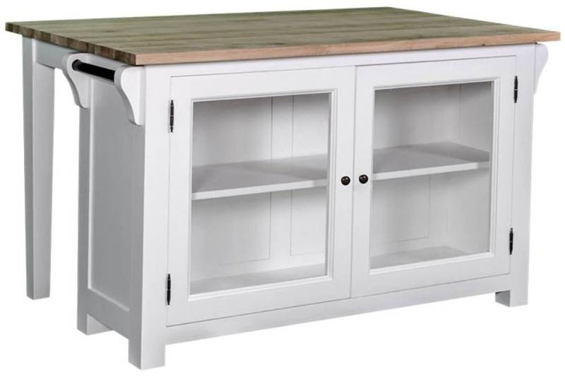 Casa Padrino Küchenbuffet Landhausstil Kücheninsel Weiß / Naturfarben 135 x 85 x H. 80 cm - Landhausstil Küchenschrank mit 2 Glastüren Casa Padrino Küchenbuffet Landhausstil Kücheninsel Weiß / Naturfarben 135 x 85 x H. 80 cm - Landhausstil Küchenschrank mit 2 Glastüren von Casa Padrino