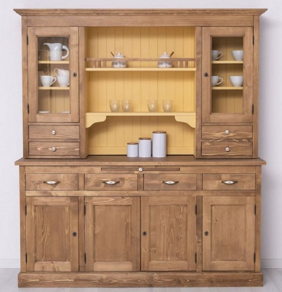 Casa Padrino Küchenbuffet Landhausstil Küchenschrank Naturfarben / Hellblau 180 x 50 x H. 197 cm - Massivholz Esszimmerschrank - Esszimmermöbel im Landhausstil von Casa Padrino