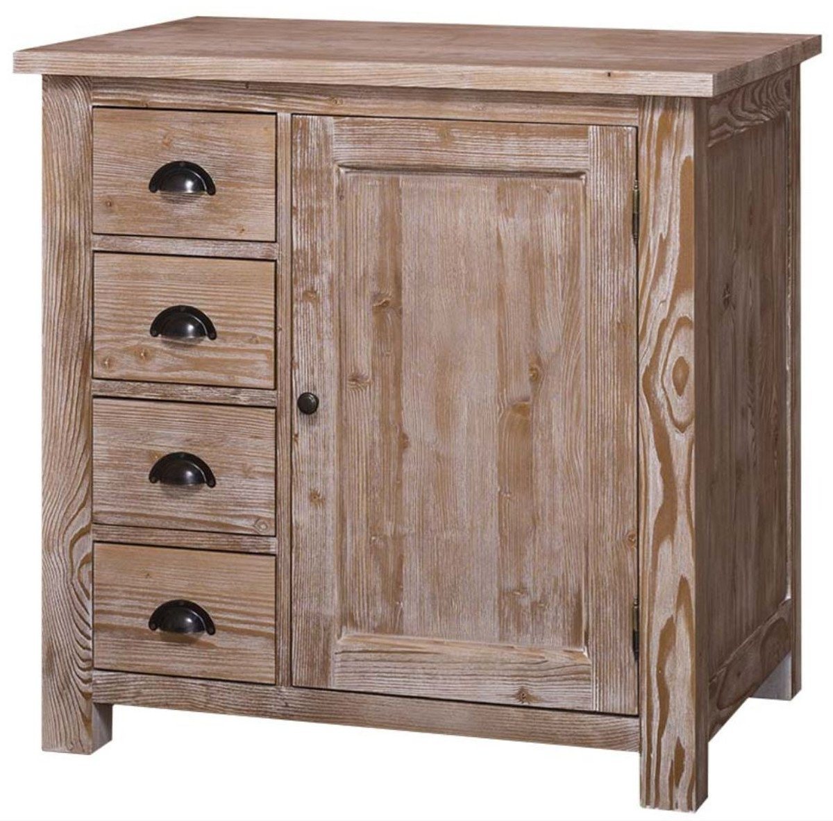 Casa Padrino Küchenbuffet Landhausstil Küchenschrank Naturfarben 92 x 65 x H. 90 cm - Küchen Unterschrank mit Tür und 4 Schubladen von Casa Padrino