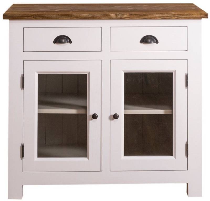 Casa Padrino Küchenbuffet Landhausstil Küchenschrank mit 2 Glastüren und 2 Schubladen Weiß / Grau / Braun 100 x 65 x H. 90 cm - Küchenmöbel im Landhausstil Casa Padrino Küchenbuffet Landhausstil Küchenschrank mit 2 Glastüren und 2 Schubladen Weiß / Grau / Braun 100 x 65 x H. 90 cm - Küchenmöbel im Landhausstil von Casa Padrino