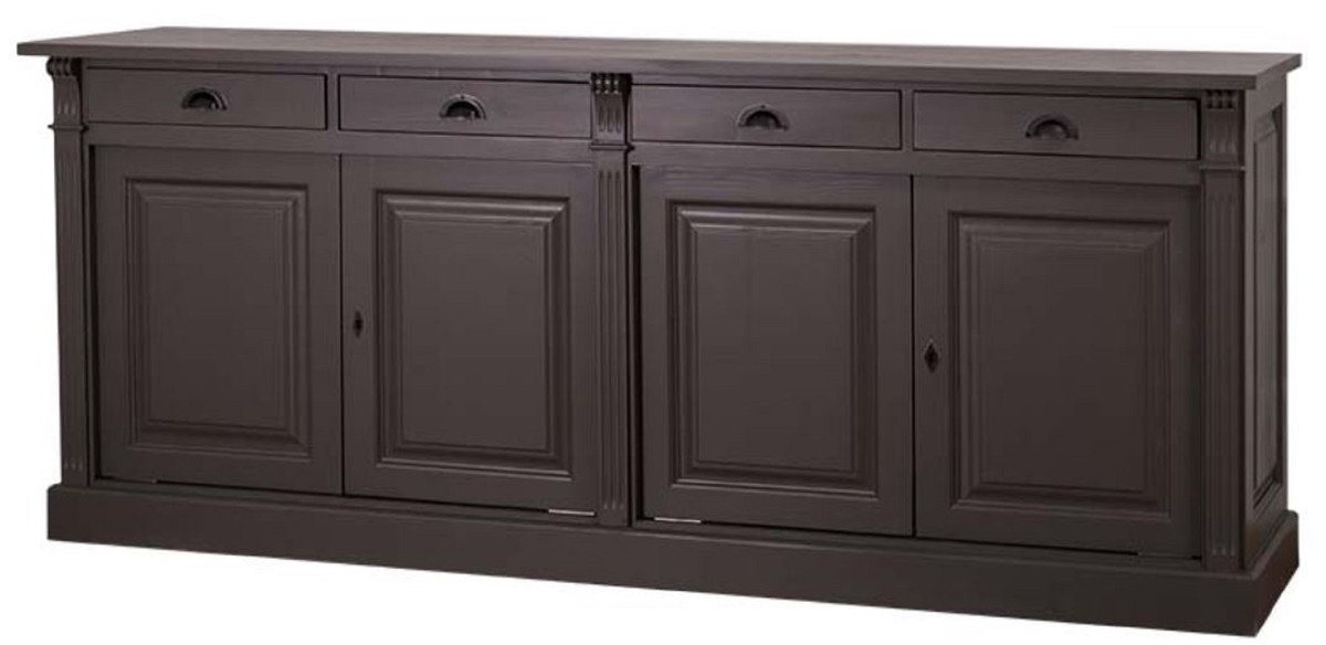 Casa Padrino Küchenbuffet Landhausstil Küchenschrank mit 4 Türen und 4 Schubladen Schwarz 219 x 51 x H. 90 cm - Massivholz Schrank - Landhausstil Möbel von Casa Padrino