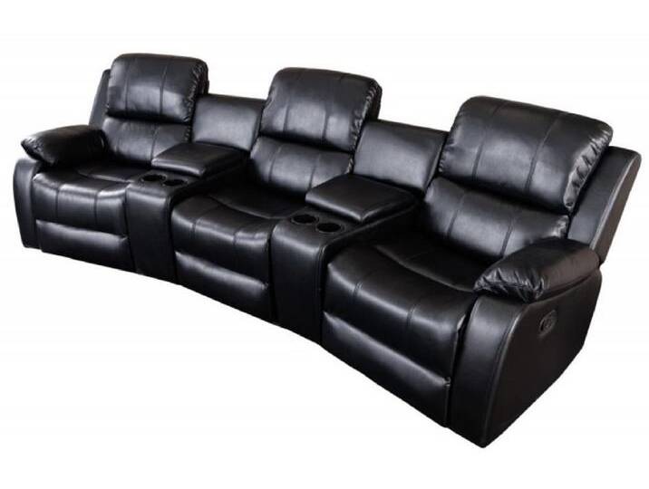 Casa Padrino Kunstleder 3er Kinosessel Schwarz 295 x 95-165 x H. 78-101 cm - Wohnzimmer Fernsehsessel mit Getränkehalter und Ablagefach - Kunstleder Möbel - Wohnzimmer Möbel Casa Padrino Kunstleder 3er Kinosessel Schwarz 295 x 95-165 x H. 78-101 cm - Wohnzimmer Fernsehsessel mit Getränkehalter und Ablagefach - Kunstleder Möbel - Wohnzimmer Möbel von Casa Padrino