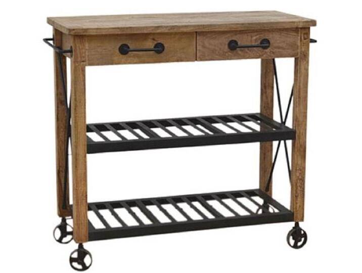 Casa Padrino Landhaus Stil Bar Trolley Naturfarben / Schwarz 106 x 48 x H. 103 cm - Holz Servierwagen mit 2 Schubladen - Gastronomie Accessoires Casa Padrino Landhaus Stil Bar Trolley Naturfarben / Schwarz 106 x 48 x H. 103 cm - Holz Servierwagen mit 2 Schubladen - Gastronomie Accessoires von Casa Padrino