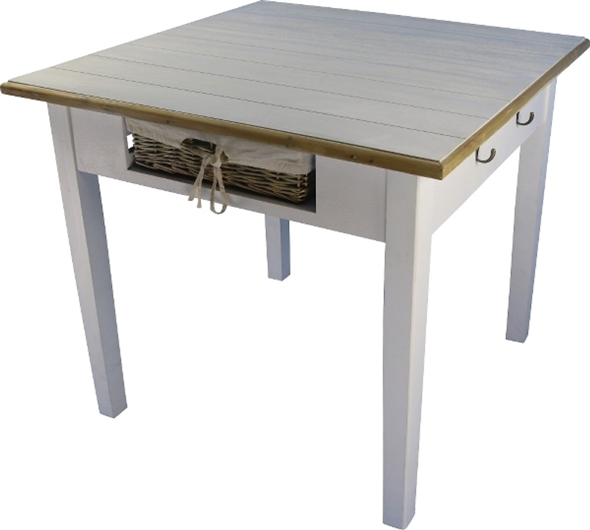 Casa Padrino Landhausstil Esstisch WeiÃ / Naturfarben 90 x 90 x H. 78 cm - EsszimmermÃ¶bel im Landhausstil von Casa Padrino