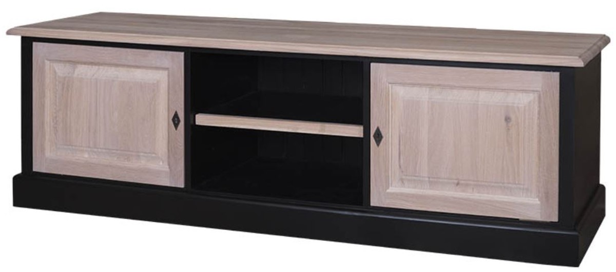 Casa Padrino Landhausstil Fernsehschrank Schwarz / Naturfarben 180 x 46 x H. 56 cm - TV Sideboard im Landhausstil Casa Padrino Landhausstil Fernsehschrank Schwarz / Naturfarben 180 x 46 x H. 56 cm - TV Sideboard im Landhausstil von Casa Padrino