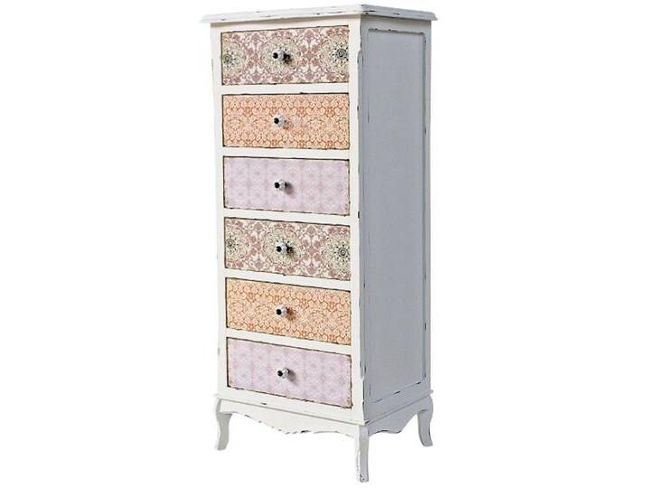 Casa Padrino Landhausstil Kommode Antik Weiß / Mehrfarbig 52 x 38 x H. 120 cm - Möbel im Shabby Chic Design von Casa Padrino