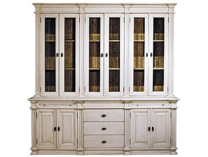 Casa Padrino Landhausstil Küchenschrank Antik Weiß / Braun 225 x 53 x H. 230 cm - 2 Teiliger Küchenschrank mit 10 Türen und 3 Schubladen von Casa Padrino