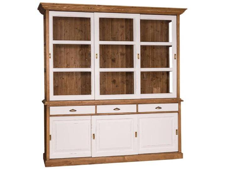 Casa Padrino Landhausstil Küchenschrank Braun / Antik Weiß 206 x 53 x H. 219 cm - 2 Teiliger Küchenschrank mit 6 Schiebetüren und 3 Schubladen von Casa Padrino