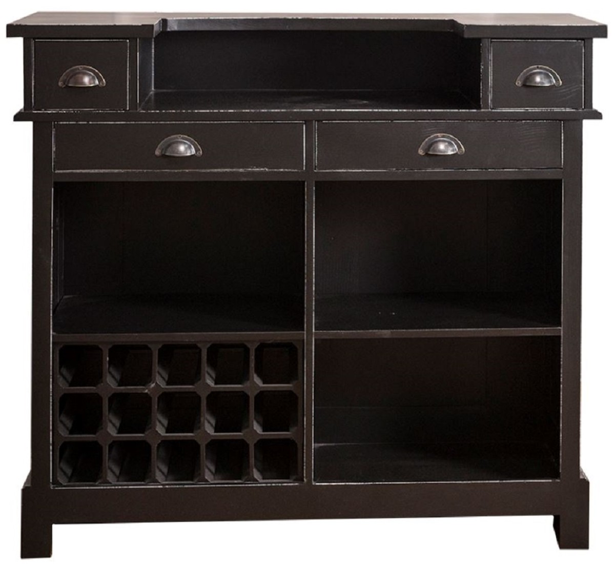 Casa Padrino Landhausstil Massivholz Barschrank mit 4 Schubladen & Weinflaschenhalter Antik Schwarz 120 x 51 x H. 107 cm - Landhausstil Möbel Casa Padrino Landhausstil Massivholz Barschrank mit 4 Schubladen & Weinflaschenhalter Antik Schwarz 120 x 51 x H. 107 cm - Landhausstil Möbel von Casa Padrino