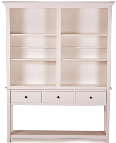 Casa Padrino Landhausstil Offener Schrank Antik Weiss mit DREI Schubladen 158 x 40 x H. 220 cm - Wohnzimmerschrank im Landhausstil von Casa Padrino