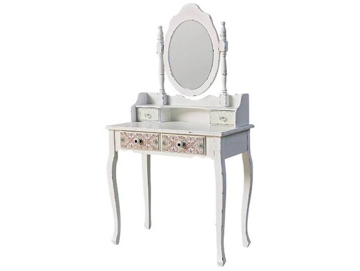 Casa Padrino Landhausstil Schminktisch Antik Weiß / Mehrfarbig 75 x 40 x H. 140 cm - Möbel im Shabby Chic Design von Casa Padrino
