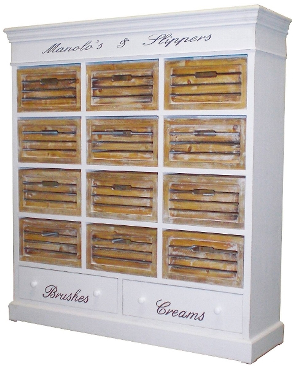 Casa Padrino Landhausstil Schuhschrank Antik Weià / Naturfarben 120 x 34 x H. 131 cm - Landhausstil Möbel Casa Padrino Landhausstil Schuhschrank Antik Weià / Naturfarben 120 x 34 x H. 131 cm - Landhausstil Möbel von Casa Padrino