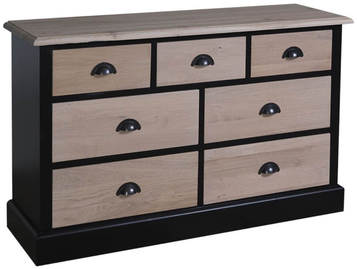 Casa Padrino Landhausstil Sideboard Schwarz / Naturfarben 122 x 38 x H. 75 cm - Möbel im Landhausstil Casa Padrino Landhausstil Sideboard Schwarz / Naturfarben 122 x 38 x H. 75 cm - Möbel im Landhausstil von Casa Padrino