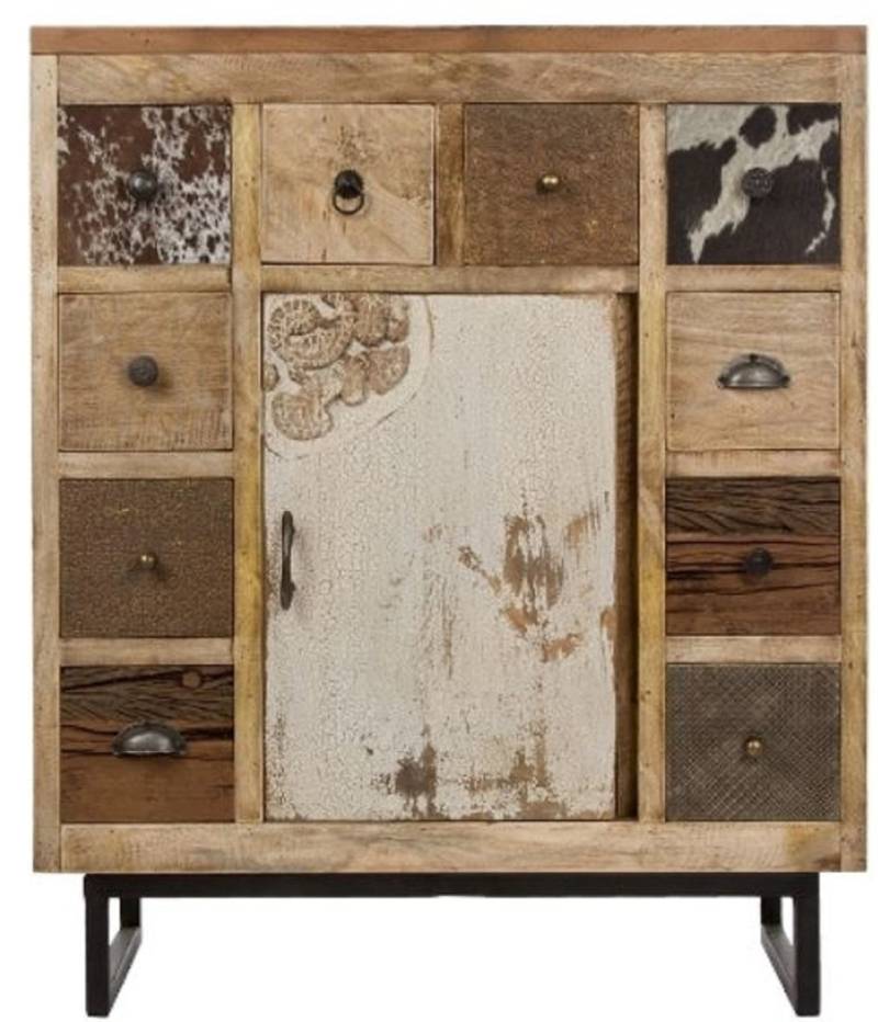 Casa Padrino Landhausstil Sideboard mit TÃ¼r und 10 Schubladen Naturfarben / Mehrfarbig 85 x 32 x H. 103 cm - Landhausstil WohnzimmermÃ¶bel von Casa Padrino