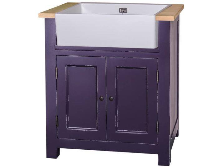 Casa Padrino Landhausstil Spültisch / Spülenschrank Antik Lila / Naturfarben 81 x 65 x H. 90 cm - Shabby Chic Küchenschrank mit 2 Türen von Casa Padrino