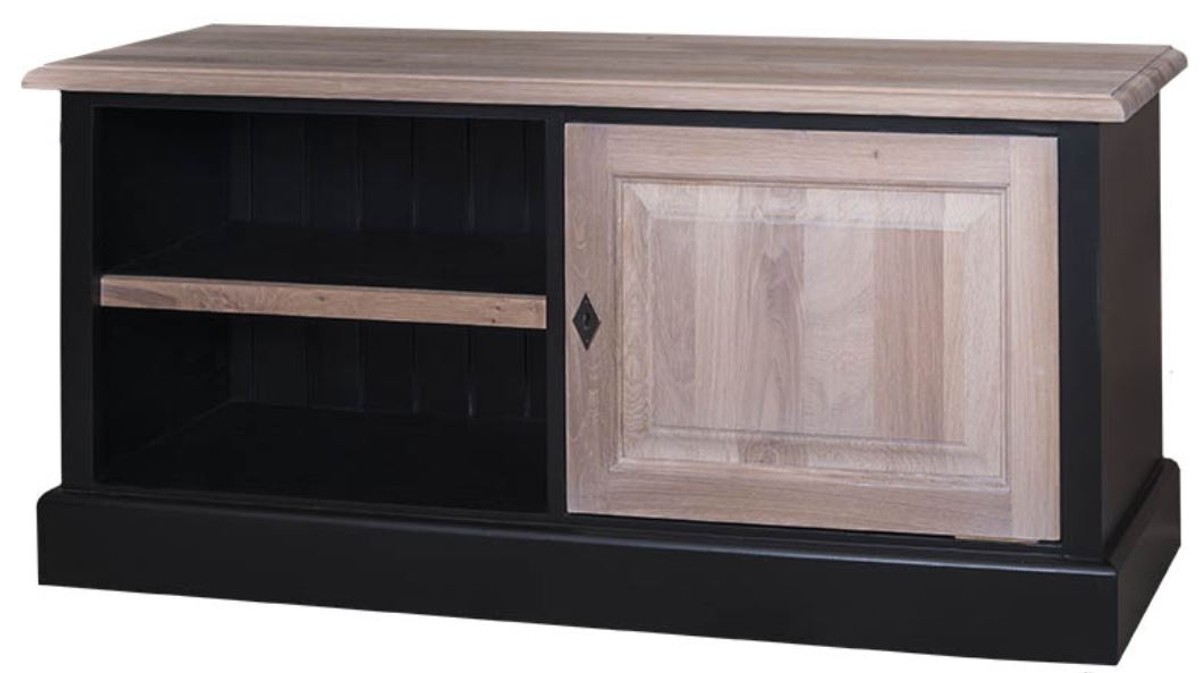 Casa Padrino Landhausstil TV Sideboard Schwarz / Naturfarben 120 x 40 x H. 50 cm - Fernsehschrank im Landhausstil Casa Padrino Landhausstil TV Sideboard Schwarz / Naturfarben 120 x 40 x H. 50 cm - Fernsehschrank im Landhausstil von Casa Padrino