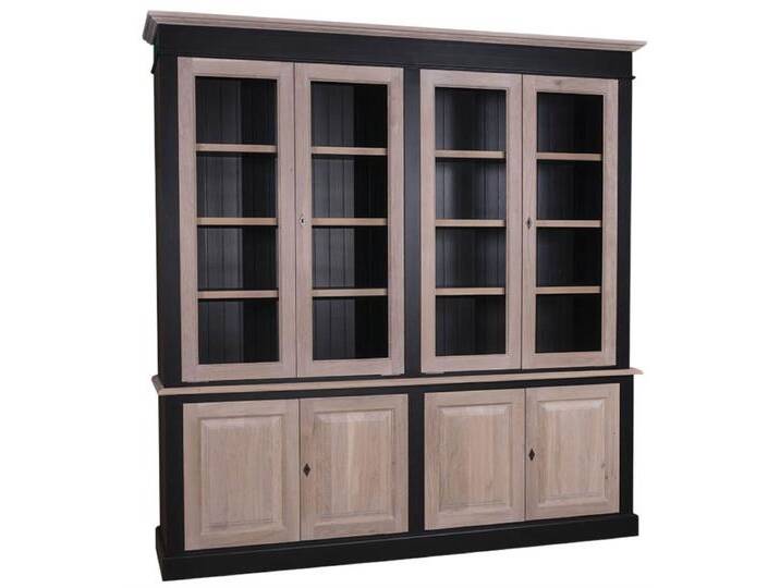 Casa Padrino Landhausstil Wohnzimmerschrank Schwarz / Naturfarben 222 x 48 x H. 228 cm - Wohnzimmermöbel im Landhausstil von Casa Padrino