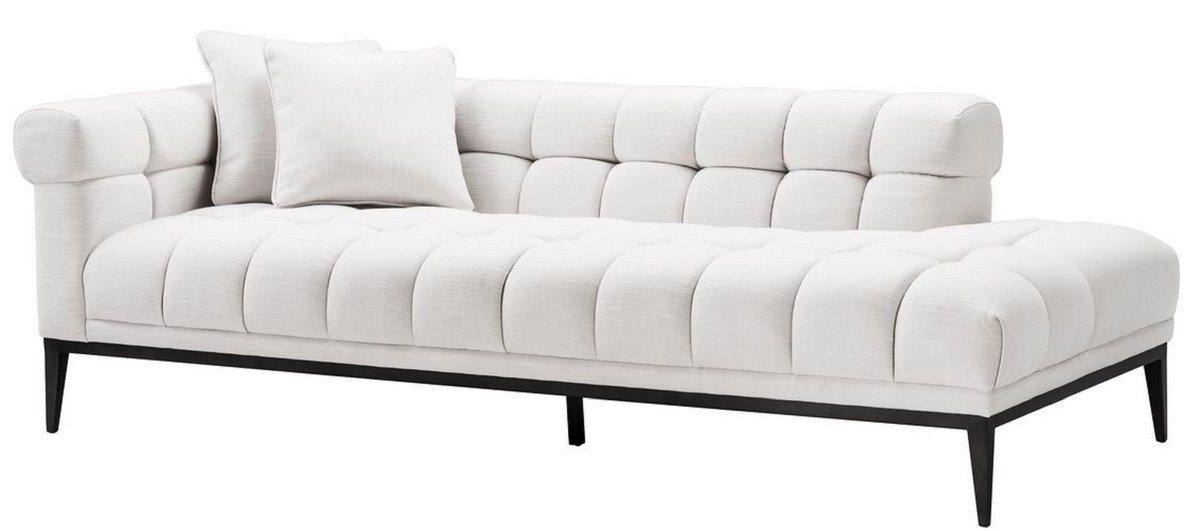 Casa Padrino Loungesofa Luxus Lounge Sofa Weiß / Schwarz 223 x 98 x H. 69 cm - Linksseitiges Wohnzimmer Sofa mit 2 Kissen - Luxus Qualität von Casa Padrino