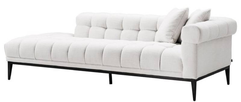 Casa Padrino Loungesofa Luxus Lounge Sofa Weiß / Schwarz 223 x 98 x H. 69 cm - Rechtsseitiges Wohnzimmer Sofa mit 2 Kissen - Luxus Qualität von Casa Padrino